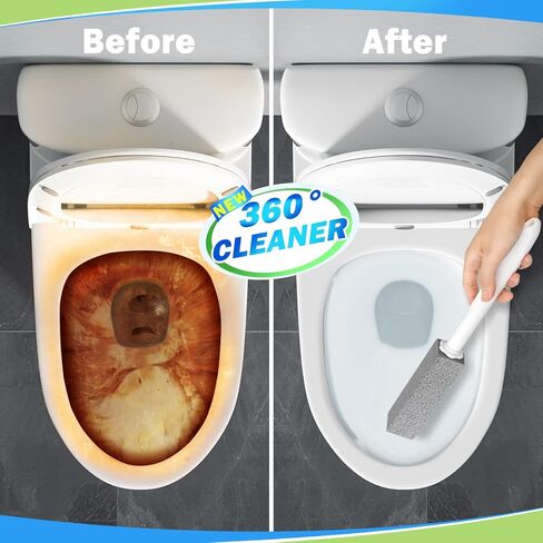 حجر خفاف ماريتون لتنظيف المرحاض بمقبض طويل جدًا، تصميم قابل للاستبدال، مقبض تنظيف واحد، 6 عبوات أحجار تنظيف، سهلة لإزالة تراكمات بقع الماء الصلبة العنيدة in Kuwait