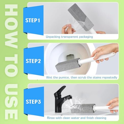 حجر خفاف ماريتون لتنظيف المرحاض بمقبض طويل جدًا، تصميم قابل للاستبدال، مقبض تنظيف واحد، 6 عبوات أحجار تنظيف، سهلة لإزالة تراكمات بقع الماء الصلبة العنيدة in Kuwait