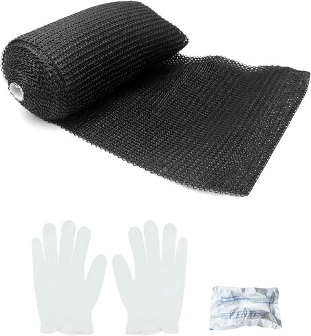 QWORK Fiberglass Repair Wrap, 4" x 15' PVC Pipe Repair Flexible Waterproof Sealing Tape, Quick Curing Repair Winding Tape for Water Pipe Exhaust Wrap Quick Repair in Kuwait