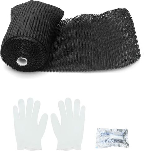 QWORK Fiberglass Repair Wrap, 4" x 15' PVC Pipe Repair Flexible Waterproof Sealing Tape, Quick Curing Repair Winding Tape for Water Pipe Exhaust Wrap Quick Repair in Kuwait