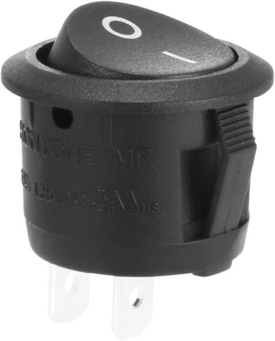 Uxcell AC250V/6A 125V/10A 2 طرف تبديل SPST تشغيل/إيقاف 2 موضع زر مستدير مفتاح هزاز للقوارب الصغيرة in Saudi Arabia
