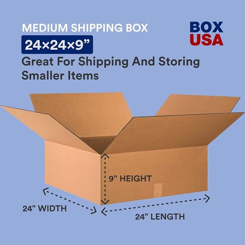 BOX USA 24x24x9 Corrugated Boxes, Large, 24L x 24W x 9H, Pack of 10 | Shipping, Packaging, Moving, Storage Box for Home or Business, Strong Wholesale Bulk Boxes in Saudi Arabia