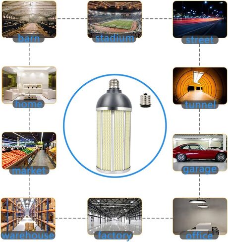 intpro 60W LED مصباح لمبة الذرة، 6000LM E26/E27 6000K 85V ~ 265V ضوء فائق السطوع للمساحة الداخلية الكبيرة، المرآب، ورشة عمل، مستودع، مصنع، الشرفة، الفناء الخلفي، شارع الخليج العالي في الهواء الطلق in Kuwait
