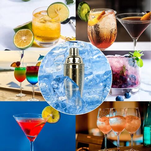 مجموعة شيكر كوكتيل كبيرة 24oz، شيكر خلاط مارتيني من الفولاذ المقاوم للصدأ 18/8 مع مصفاة مدمجة، أداة قياس وملعقة خلط، مجموعة شيكر مارتيني احترافية، مثالية للنادل والاستخدام المنزلي in Saudi Arabia