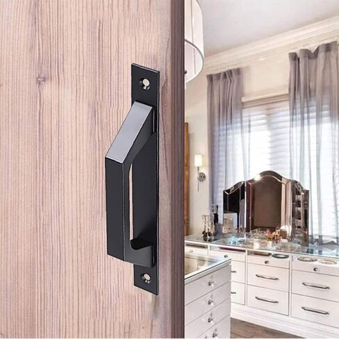 ALUWINDOORS 7.9 Inch Sliding Barn Door Handle Black 2 Pack Gate Handle Wooden Door Pull Handle for Sliding Barn Door Fence Garage Shed in Saudi Arabia