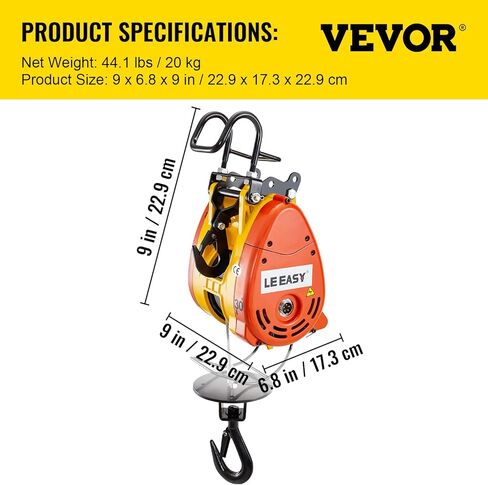 رافعة سلسلة كهربائية موفورن بسعة 230 كجم ونش كهربائي 507 رطل بطول 98 قدمًا / 30 مترًا حبل سلك فولاذي للتحكم عن بعد رافعة كهربائية علوية مع نظام بكرة 110 فولت مرحلة واحدة in Kuwait