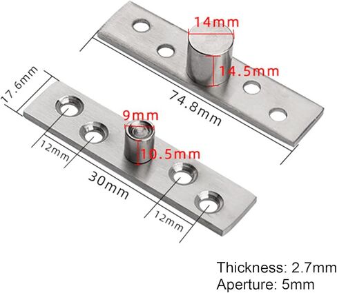 3 قطع مفصلات محورية دوارة من الفولاذ المقاوم للصدأ، مفصلات مخفية، مفصلات محورية للباب لأعلى وأسفل (مفصلة 360 درجة - 75 مم/3 بوصة) in Kuwait