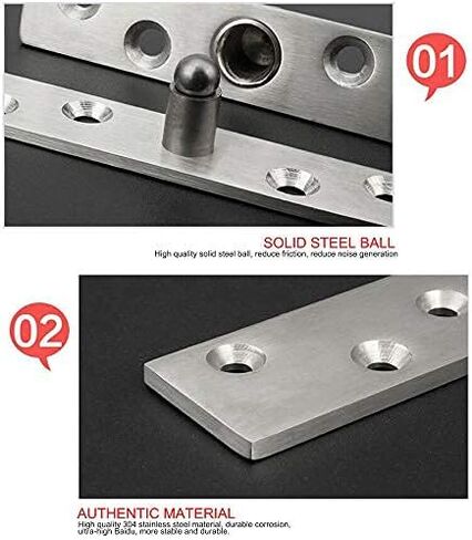 3 قطع مفصلات محورية دوارة من الفولاذ المقاوم للصدأ، مفصلات مخفية، مفصلات محورية للباب لأعلى وأسفل (مفصلة 360 درجة - 75 مم/3 بوصة) in Kuwait