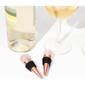 Rose Gold Silicone Wine Stopper - Wine Bottle Stopper with Pink Gemstone, Reusable Wine Corks, Wine Preserver Wine Saver Keep Wine Fresh, Wine Accessories Gifts for Wine Lovers, Wedding Favors, 2 Pack in Saudi Arabia