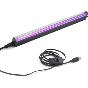 شريط إضاءة أسود LED، 10 وات 1 قدم USB محمول T5 للأشعة فوق البنفسجية أنبوب ضوء أسود يتوهج في الظلام لطلاء الجسم وغرفة النوم وديكور الحفلات، لوازم الحفلات، إضاءة المسرح، ملصق فلورسنت لنادي الهالوين in Kuwait