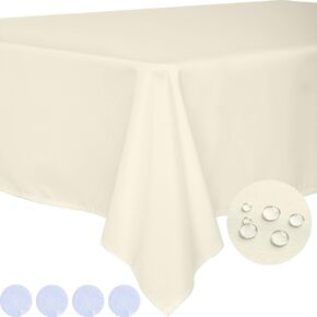 BYDOLL Table Cloth White 60x84 Inch Tablecloth for 6 Foot Rectangle Tables Outdoor Washable Wrinkle Free and Spillproof Polyester Tablecloth for Festival Camping Picnic Wedding Party Table Cover