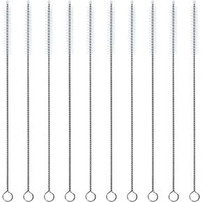 Straw Cleaner Brush (Only 2 pcs, 7.87inch X 5/16inch) | Extra Long Nylon Bristles and Stainless Steel Handle Cleaning Brushes for Washing Glass Silicone Metal Straws Tea Pot in Saudi Arabia