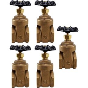 Midline Valve 429U334-5 Heavy Duty Gate Valve with Wheel Handle, Water Shutoff 1-1/2 in. FIP Connections, Cast Brass (5 Pack)