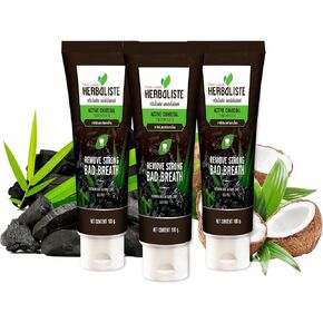 Twin Lotus Activated Charcoal Toothpaste - Teeth Whitening Herbal , Fluoride Free & No SLS For Sensitive Teeth, Coconut Charcoal Toothpaste Remove Plaque Freshen Breath in Saudi Arabia