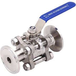 DERNORD 1 "صمام كروي صحي يناسب 1.5" ثلاثي المشبك من الفولاذ المقاوم للصدأ 304، مبطن بـ PTFE، اتجاهين وثلاث قطع (أنبوب 1 بوصة OD مشبك سريع) in Kuwait