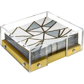 Modern Napkin Holder for Kitchen, Sitting Napkin Holder for Tables, Clear Acrylic and Steel Base Kitchen & Dining Room Décor (Gold) in Kuwait