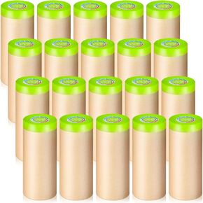 Frienda 20 Rolls Pre Taped Masking Paper for Painting Adhesive 50 Feet Painters Paper Paint Protective Paper Roll for Home Furniture Car Automotive Body Protection Wall Covering Skirting, 6 Inch in Saudi Arabia