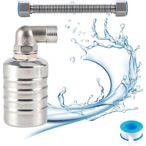 304 Stainless Steel Fully Automatic Water Level Control Float Valve, 1/2'' Auto Shut Off Ball Mini Float Valve, Automatic Water Level Control Valve, Float Valve for Water Tank