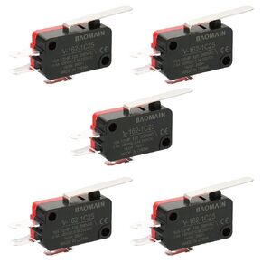 Baomain Micro Switch V-162-1C25 SPDT 3P Short Straight Hinge Lever Momentary Pack of 5