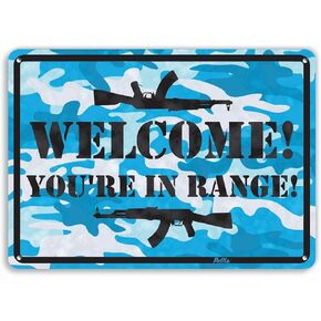 PetKa Signs and Graphics PKGC-0047-NA_14x10"Welcome! You're in Range!" Aluminum Sign, 14" x 10", Desert Camo in Saudi Arabia