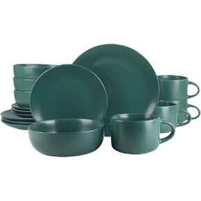 10 Strawberry Street Wazee Matte Coupe Dinnerware Set, 16 pc, Black