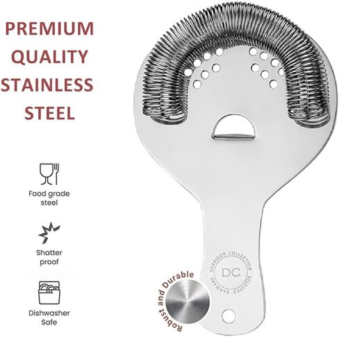 Hawthorne Strainer, Stainless Steel Cocktail Strainer with High Density Spring for Professional Bartenders and Mixologists, Mirror Polished, One Strainer in Saudi Arabia
