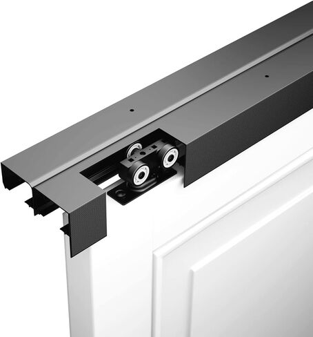 SMARTSMITH 5FT مجموعة أدوات الباب الالتفافية، مع 2 إصبع Pul، لخزانة الملابس، غرفة التخزين، مجموعة أدوات باب الخزانة، محامل كروية 3 بكرات، نظام بابين من الألومنيوم باللون الأسود in Kuwait