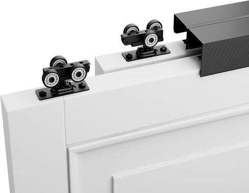 SMARTSMITH 5FT مجموعة أدوات الباب الالتفافية، مع 2 إصبع Pul، لخزانة الملابس، غرفة التخزين، مجموعة أدوات باب الخزانة، محامل كروية 3 بكرات، نظام بابين من الألومنيوم باللون الأسود in Kuwait