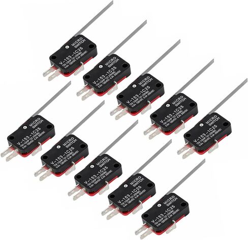 SMGDA 10 قطعة مفتاح الحد الصغير طويل مستقيم المفصلي ذراع الرافعة SPDT 3 دبوس Snap Action Micro Switch مناسب لـ Arduino 250V 16A V-153-1C25 in Saudi Arabia