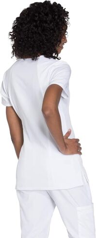 V-Neck Womens Scrubs Top Workwear Originals with Rib-Knit Back Panels Plus Size WW645, 2XL, White in Saudi Arabia