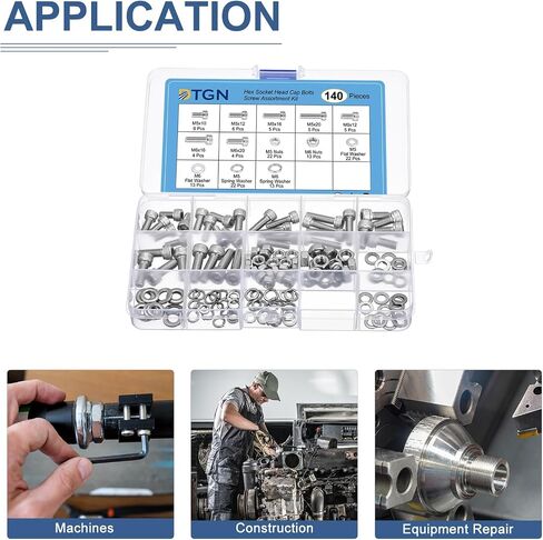 DTGN 140Pcs Metric Screw Assortment, M5 M6 Bolts and Nuts Kit, 304 Stainless Steel 10/12/16/20mm Hex Socket Head Cap Screws Bolt Set with Wrench for 3D Printing DIY in Saudi Arabia