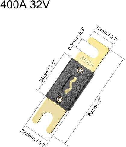 uxcell ANL Fuse 400 أمبير DC 32 فولت لاستبدال مكبر الصوت 5 قطع in Kuwait
