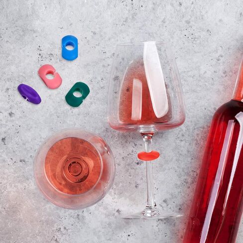 24 Pieces Wine Glass Charms Markers Silicone Drink Markers for Wine Glass Champagne Flutes Cocktails, Martinis,Stem Glasses Tasting Party Christmas New Year Party in Saudi Arabia