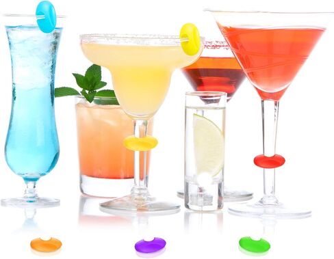 24 Pieces Wine Glass Charms Markers Silicone Drink Markers for Wine Glass Champagne Flutes Cocktails, Martinis,Stem Glasses Tasting Party Christmas New Year Party in Saudi Arabia
