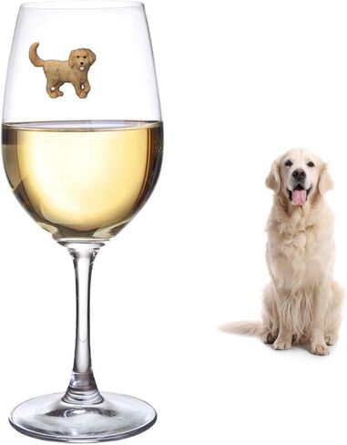 Simply Charmed Dog Wine Charms or Magnetic Glass Markers for Stemless Glasses - Great Birthday or Hostess Gift for Dog Lovers - Set of 6 Cute Puppy Glass Identifiers in Saudi Arabia