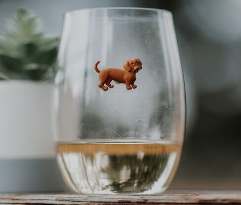 Simply Charmed Dog Wine Charms or Magnetic Glass Markers for Stemless Glasses - Great Birthday or Hostess Gift for Dog Lovers - Set of 6 Cute Puppy Glass Identifiers in Saudi Arabia