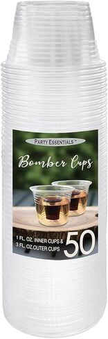 Party Essentials Soft Plastic Bomber Shot Cups, Jager Blaster Power Bombs Cups, 3 oz., 50-Count, Assorted Neon in Saudi Arabia