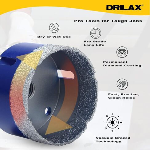 3 بوصة الماس الأساسية ثقب ثقب ثقب المنشار الخرسانة الرخام الجرانيت الكوارتز بورسلين كونترتوب بلاط السيراميك الطوب البراز مع 5/8 بوصة-11 خيط in Kuwait