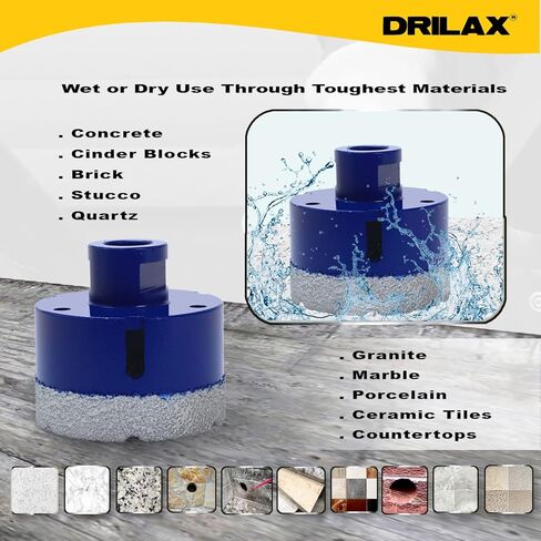 3 بوصة الماس الأساسية ثقب ثقب ثقب المنشار الخرسانة الرخام الجرانيت الكوارتز بورسلين كونترتوب بلاط السيراميك الطوب البراز مع 5/8 بوصة-11 خيط in Kuwait