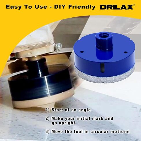 3 بوصة الماس الأساسية ثقب ثقب ثقب المنشار الخرسانة الرخام الجرانيت الكوارتز بورسلين كونترتوب بلاط السيراميك الطوب البراز مع 5/8 بوصة-11 خيط in Kuwait