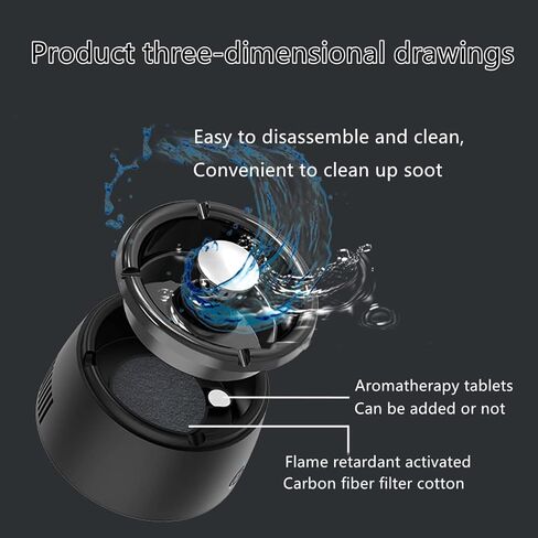 منفضة سجائر متعددة الوظائف بدون دخان قابلة لإعادة الشحن USB للمنزل / الخارجي / المكتب / السيارة (أسود / أسود) .. in Kuwait