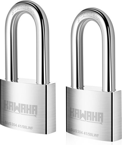 KAWAHA 41/50KD-5K 2 بوصة (50 مم) قفل عالي الأمان من الفولاذ المقاوم للصدأ مع مفتاح للاستخدام الداخلي والخارجي (فولاذ مقاوم للصدأ SUS304، شديد التحمل، مضاد للصدأ) (50 مم، 5 مفاتيح) in Kuwait