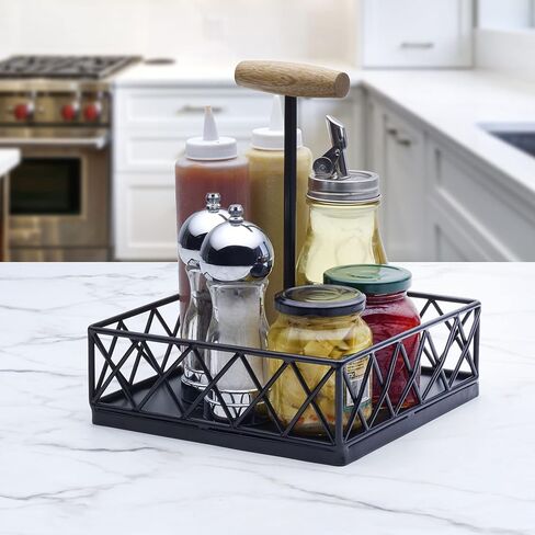 علبة تخزين بهارات المزرعة Gourmet Basics من Mikasa Lattice Farm، مقاس 10.75 بوصة، باللون الأسود in Kuwait