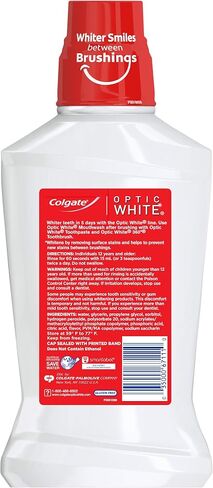 Colgate Optic White Whitening Mouthwash, Fresh Mint - 500mL, 16.9 fluid ounce in Saudi Arabia