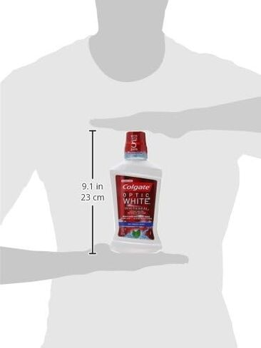 Colgate Optic White Whitening Mouthwash, Fresh Mint - 500mL, 16.9 fluid ounce in Saudi Arabia