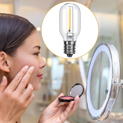 Meonum 2 Pcs Replacement LED Bulbs Compatible with Conair Makeup Mirror, E12 Candelabra Base T20 Light Bulbs, 2W 120V Replacement Bulbs Compatible with Conair Lighted Makeup Mirror (Clear) in Saudi Arabia