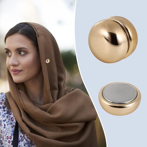 4 قطع مغناطيس للحجاب، دبابيس مغناطيس حجاب قوية، مغناطيس وشاح متعدد الاستخدام للنساء والفتيات والأطفال، مغناطيس وشاح للحجاب (ذهبي) in Kuwait
