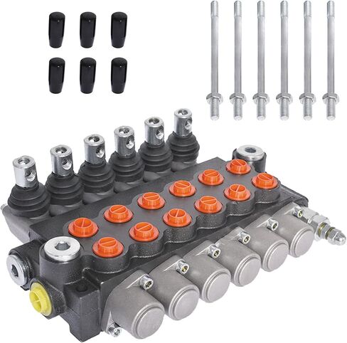 kimllier Hydraulic Valve 5 Spool 11 GPM 3625 PSI SAE Ports Double Acting Control Valve Adjustable Relief Lever Handle Fit for Small Tractors Tractors Loaders in Kuwait