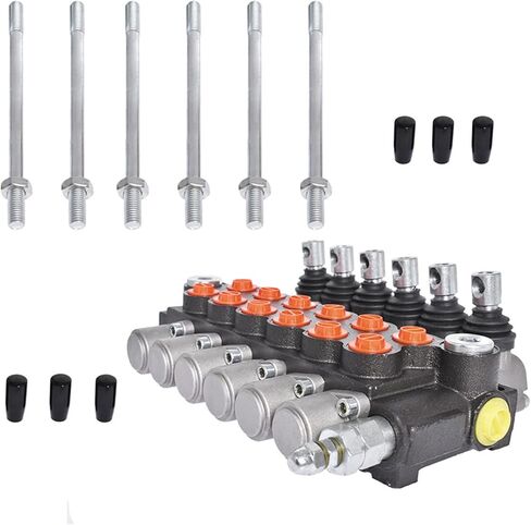 kimllier Hydraulic Valve 5 Spool 11 GPM 3625 PSI SAE Ports Double Acting Control Valve Adjustable Relief Lever Handle Fit for Small Tractors Tractors Loaders in Kuwait