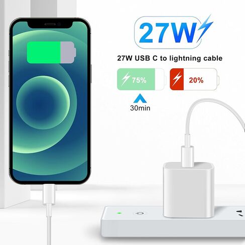 شاحن سريع Stufoggi USB C إلى Lightning بطول 6.6 قدم [معتمد من Apple MFi Cxertified]، 2 حزمة من سلك شحن Apple Type C إلى Lightning لهاتف iPhone 14 13 12 11 Mini/Pro Max/XS Max/XS/XR/iPhone 8/Plus in Kuwait